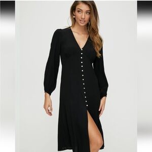 WILFRED ARITZIA. black gallery dress XS button down lightweight flattering